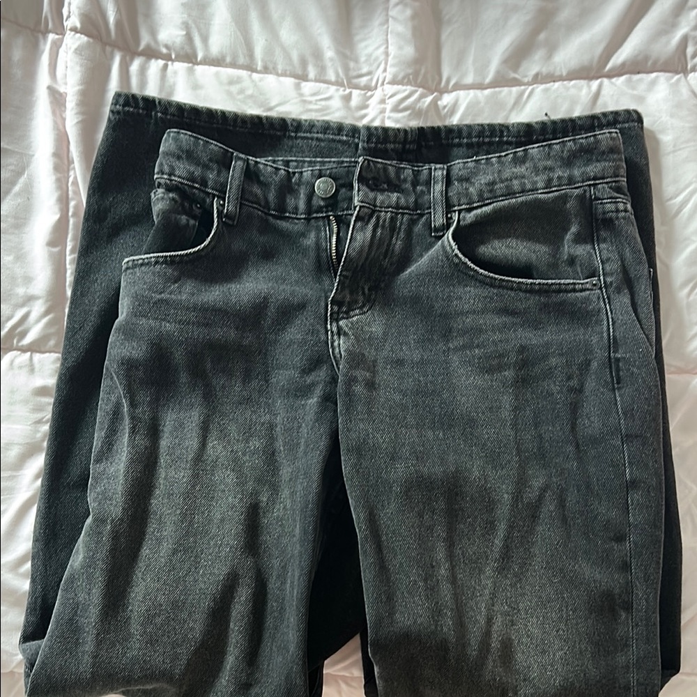 Motel Rocks Low Rise Parallel Jeans In Washed Black Grey
